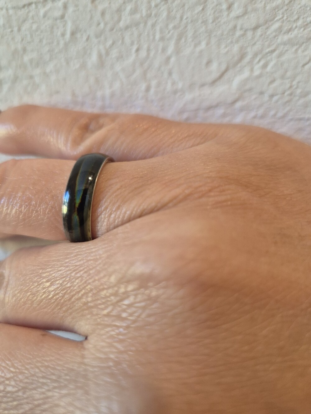 Beautiful Stainless Steel Mood Ring Color Changing Thermosensitive Stone